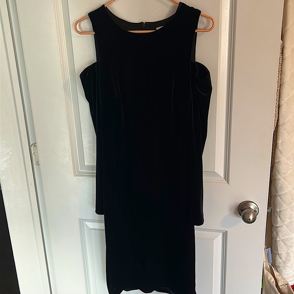 Calvin Klein Velvet Cut Out shoulder dress